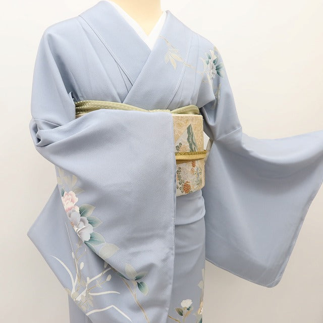 百華 Y5599 新品 仕付け糸付 トールサイズ 箔ちらし 椿 菊 着物 正絹 手縫い仕立て 訪問着