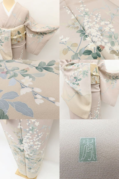 百華 Y5603 美品 作家物落款 着物 正絹 手縫い仕立て 訪問着