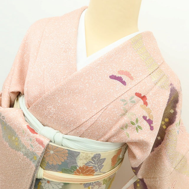 百華 Y5604 新品 京友禅 仕付け糸付 金駒刺繍 着物 正絹 手縫い仕立て 訪問着