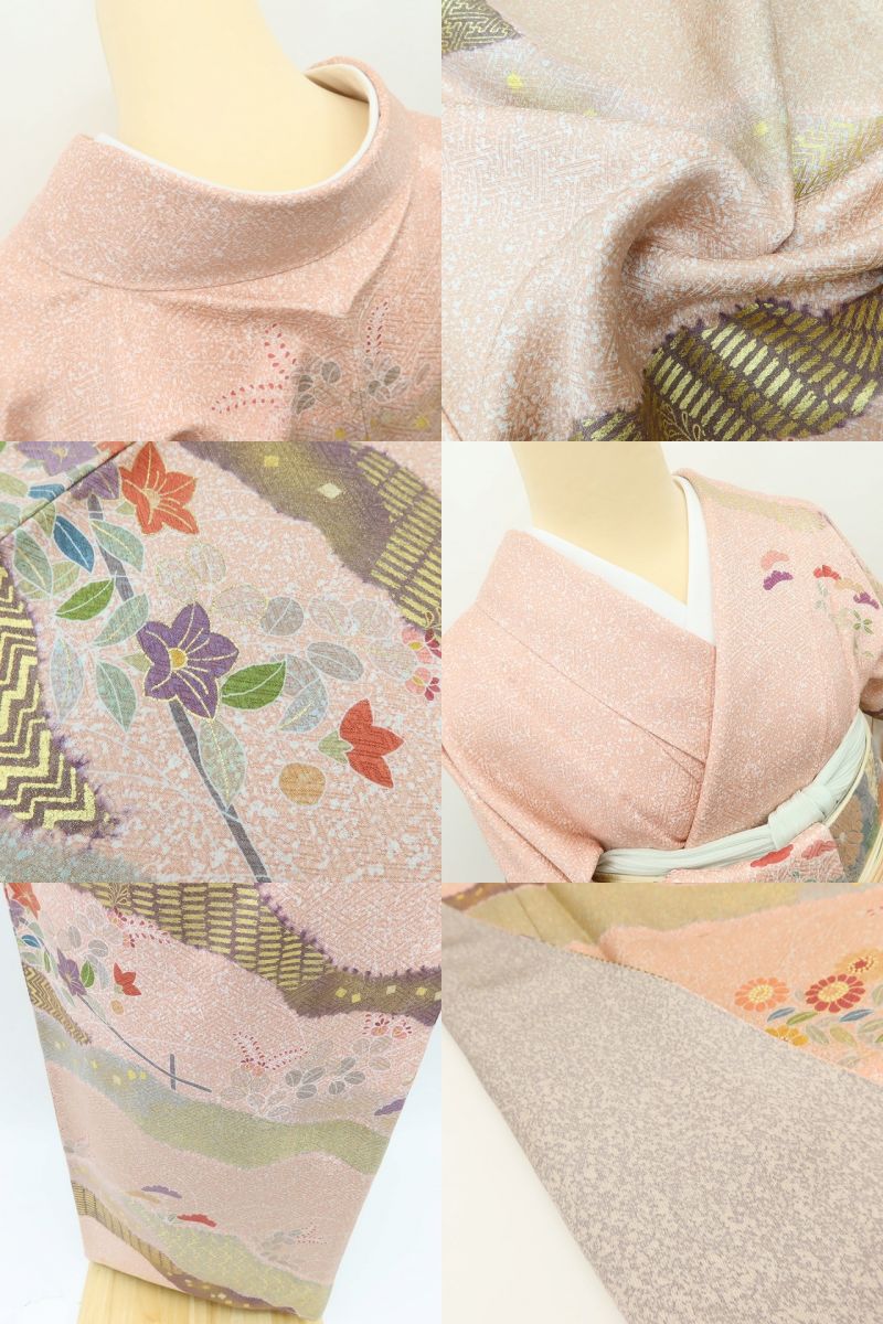 百華 Y5604 新品 京友禅 仕付け糸付 金駒刺繍 着物 正絹 手縫い仕立て 訪問着