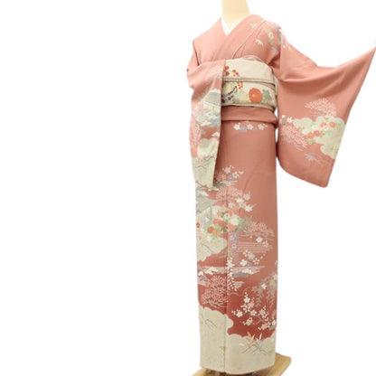 百華 Y5605 美品 滝泰謹製 落款 金駒刺繍 Sサイズ 着物 正絹 手縫い仕立て 訪問着