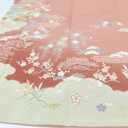 百華 Y5605 美品 滝泰謹製 落款 金駒刺繍 Sサイズ 着物 正絹 手縫い仕立て 訪問着