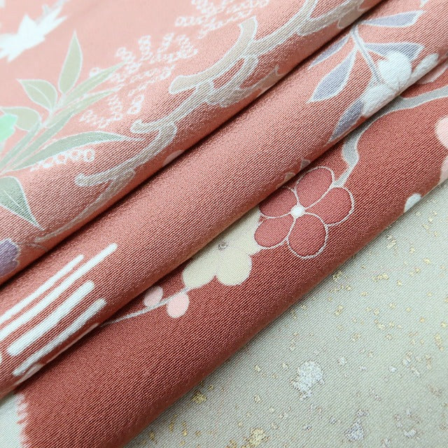 百華 Y5605 美品 滝泰謹製 落款 金駒刺繍 Sサイズ 着物 正絹 手縫い仕立て 訪問着