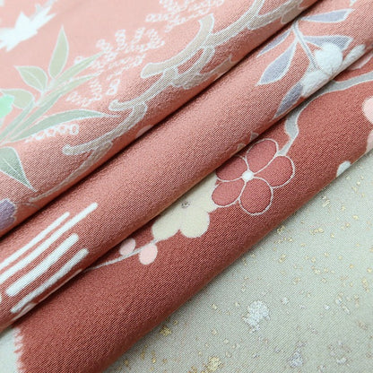 百華 Y5605 美品 滝泰謹製 落款 金駒刺繍 Sサイズ 着物 正絹 手縫い仕立て 訪問着