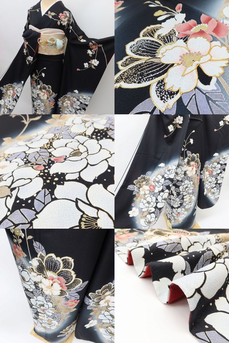 百華 Y5610 美品 金駒刺繍 着物 正絹 成人式 振袖