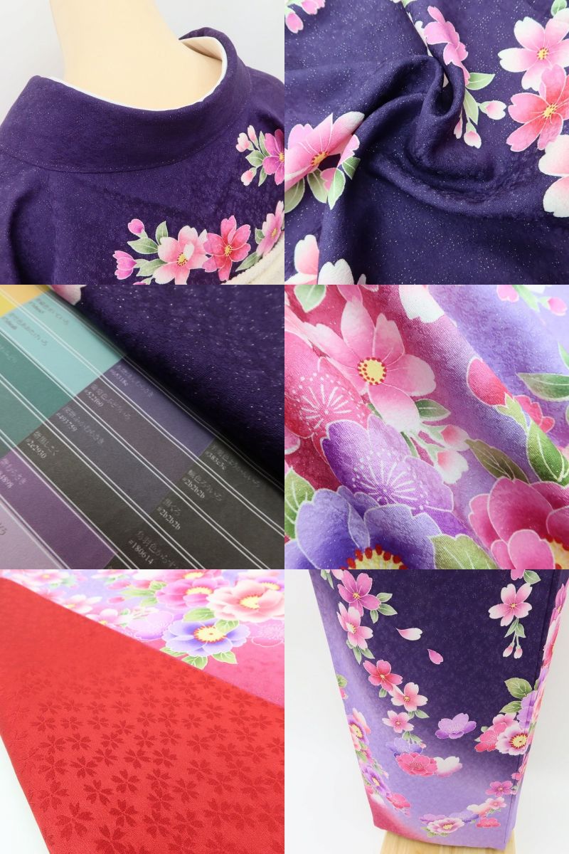 百華 Y5611 美品 桜 着物 正絹 手縫い仕立て 成人式 振袖