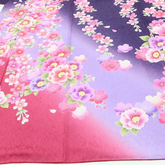 百華 Y5611 美品 桜 着物 正絹 手縫い仕立て 成人式 振袖