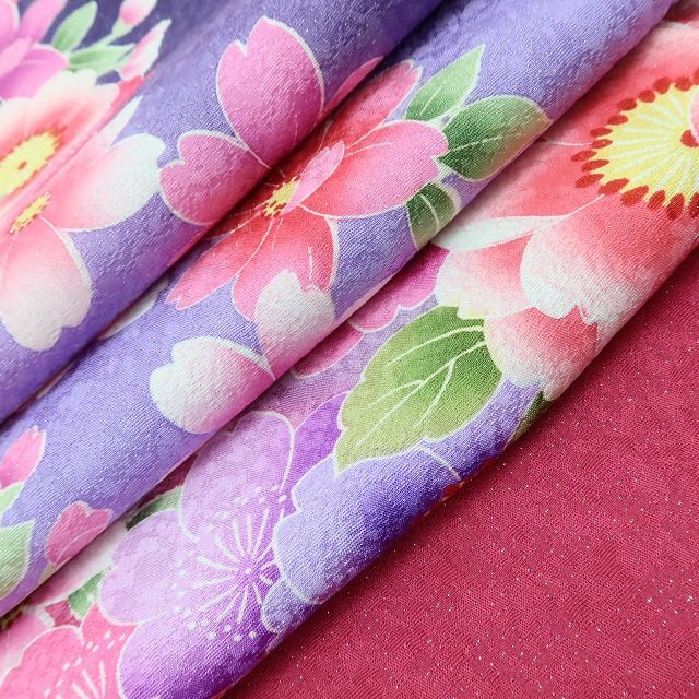 百華 Y5611 美品 桜 着物 正絹 手縫い仕立て 成人式 振袖