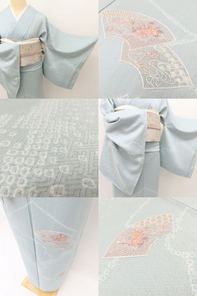 百華Y5618 美品未着用 仕付け糸付 やまと誂製 絞り 刺繍 着物 正絹 手縫い仕立て 訪問着