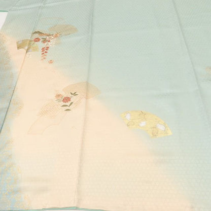 百華Y5619 新品 仕付け糸付 トールサイズ 扇 刺繍 着物 正絹 手縫い仕立て 訪問着
