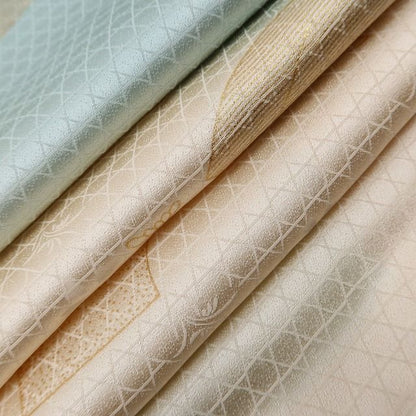 百華Y5619 新品 仕付け糸付 トールサイズ 扇 刺繍 着物 正絹 手縫い仕立て 訪問着