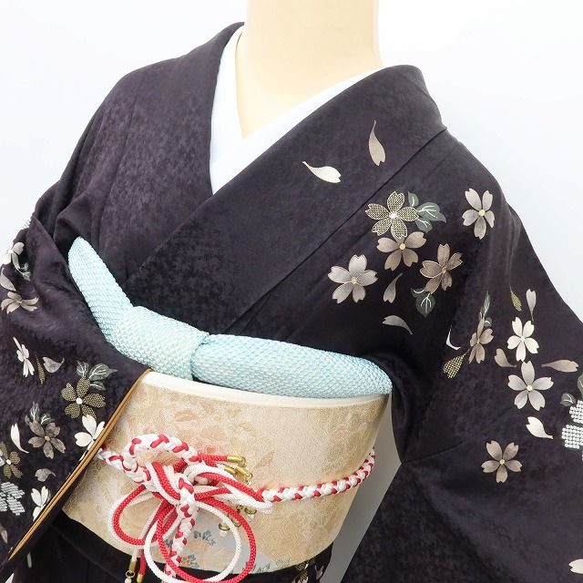 百華 Y5624 美品 桜 着物 正絹 手縫い仕立て 成人式 振袖