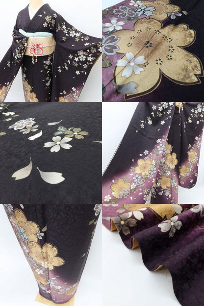 百華 Y5624 美品 桜 着物 正絹 手縫い仕立て 成人式 振袖