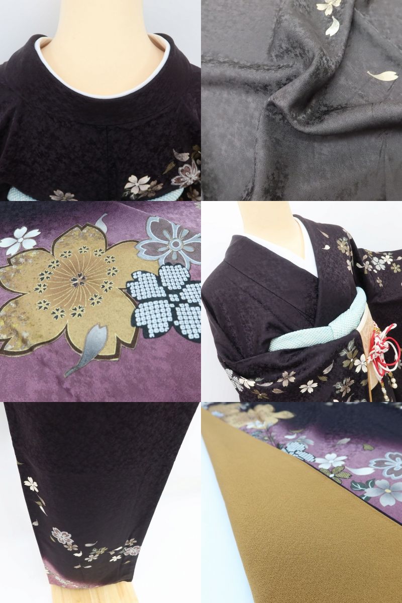 百華 Y5624 美品 桜 着物 正絹 手縫い仕立て 成人式 振袖