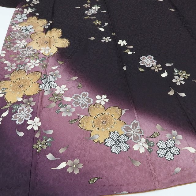 百華 Y5624 美品 桜 着物 正絹 手縫い仕立て 成人式 振袖