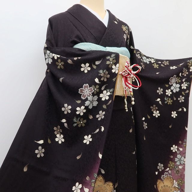 百華 Y5624 美品 桜 着物 正絹 手縫い仕立て 成人式 振袖