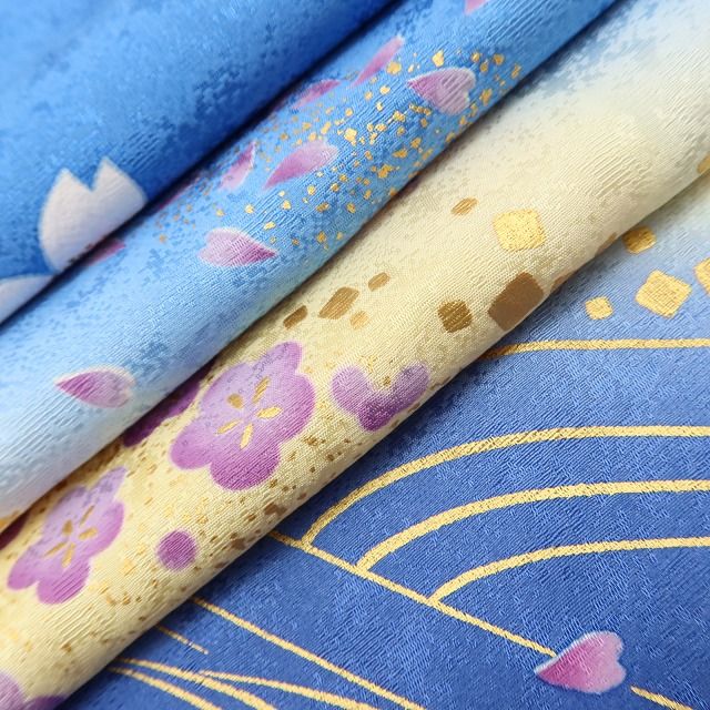 百華 Y5625 美品 桜 毬 流水 金駒刺繍 着物 正絹 成人式 振袖