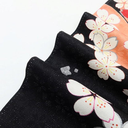 百華 Y5626 美品 銀通し 桜 着物 正絹 手縫い仕立て 成人式 振袖