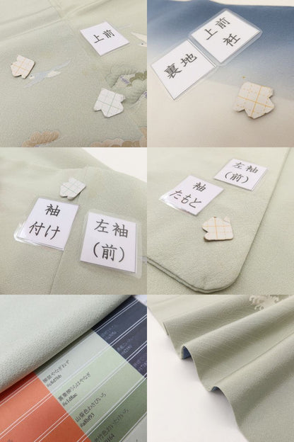 百華 Y5628 美品 手描き友禅 作家物落款 松 鳥 波 着物 正絹 手縫い仕立て 訪問着　