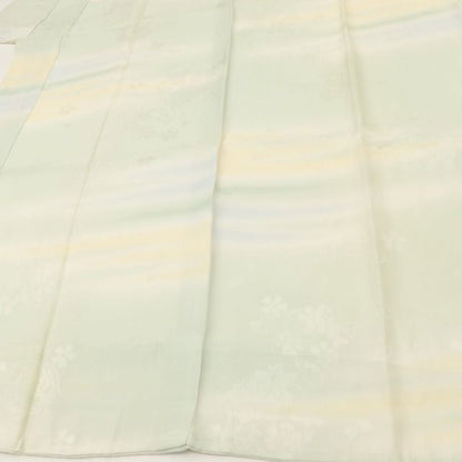 百華Y5631 美品 広衿 単衣 正絹 桜 菊 観世水 居敷当て付 手縫い仕立て 袖無双 手縫い仕立て 長襦袢