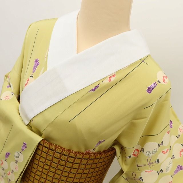 百華Y5632 新品 仕付け糸付 半襟付 袖無双 単衣 正絹 提灯 手縫い仕立て 長襦袢