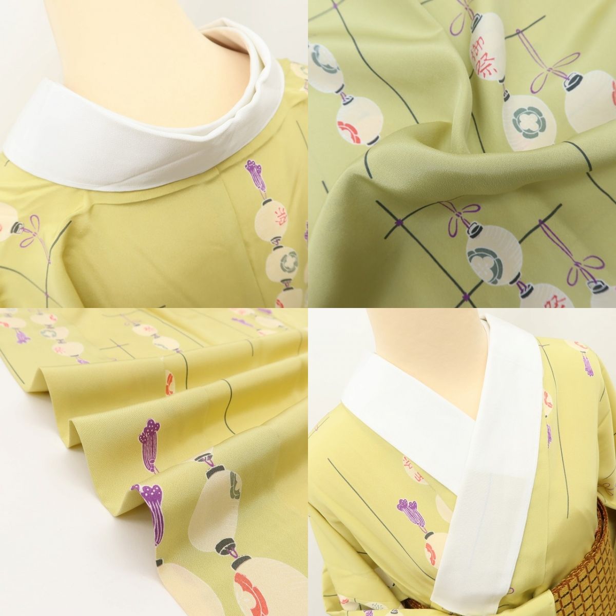 百華Y5632 新品 仕付け糸付 半襟付 袖無双 単衣 正絹 提灯 手縫い仕立て 長襦袢