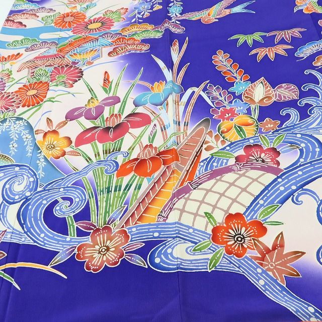 百華Y5636 紅型調 着物 正絹 手縫い仕立て 成人式 振袖