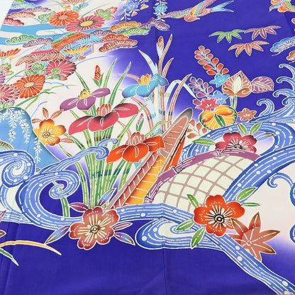 百華Y5636 紅型調 着物 正絹 手縫い仕立て 成人式 振袖