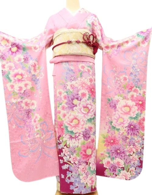百華Y5638 新品 仕付け糸付 トールサイズ 着物 正絹 成人式 振袖