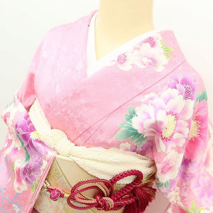 百華Y5638 新品 仕付け糸付 トールサイズ 着物 正絹 成人式 振袖