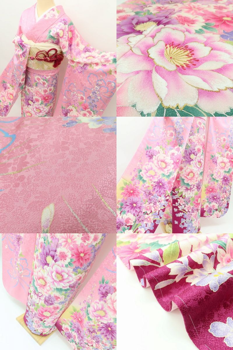百華Y5638 新品 仕付け糸付 トールサイズ 着物 正絹 成人式 振袖