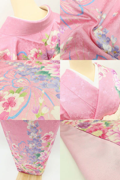 百華Y5638 新品 仕付け糸付 トールサイズ 着物 正絹 成人式 振袖