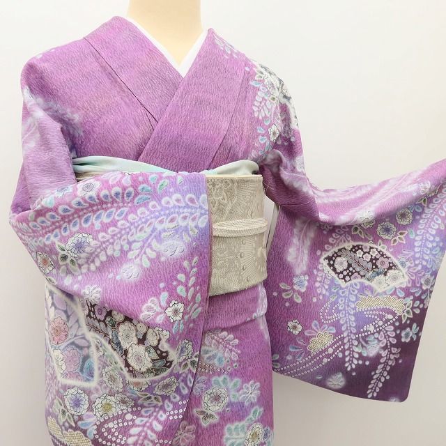 百華Y5649 美品 辻が花 金通し さが美謹製 着物 正絹 手縫い仕立て 訪問着
