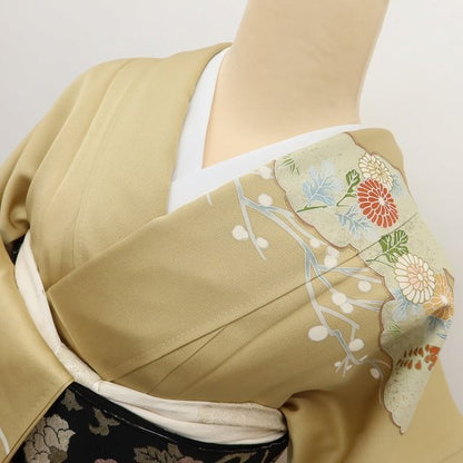百華Y5652 美品 吉祥文様 一つ紋 金駒刺繍 着物 正絹 手縫い仕立て 訪問着