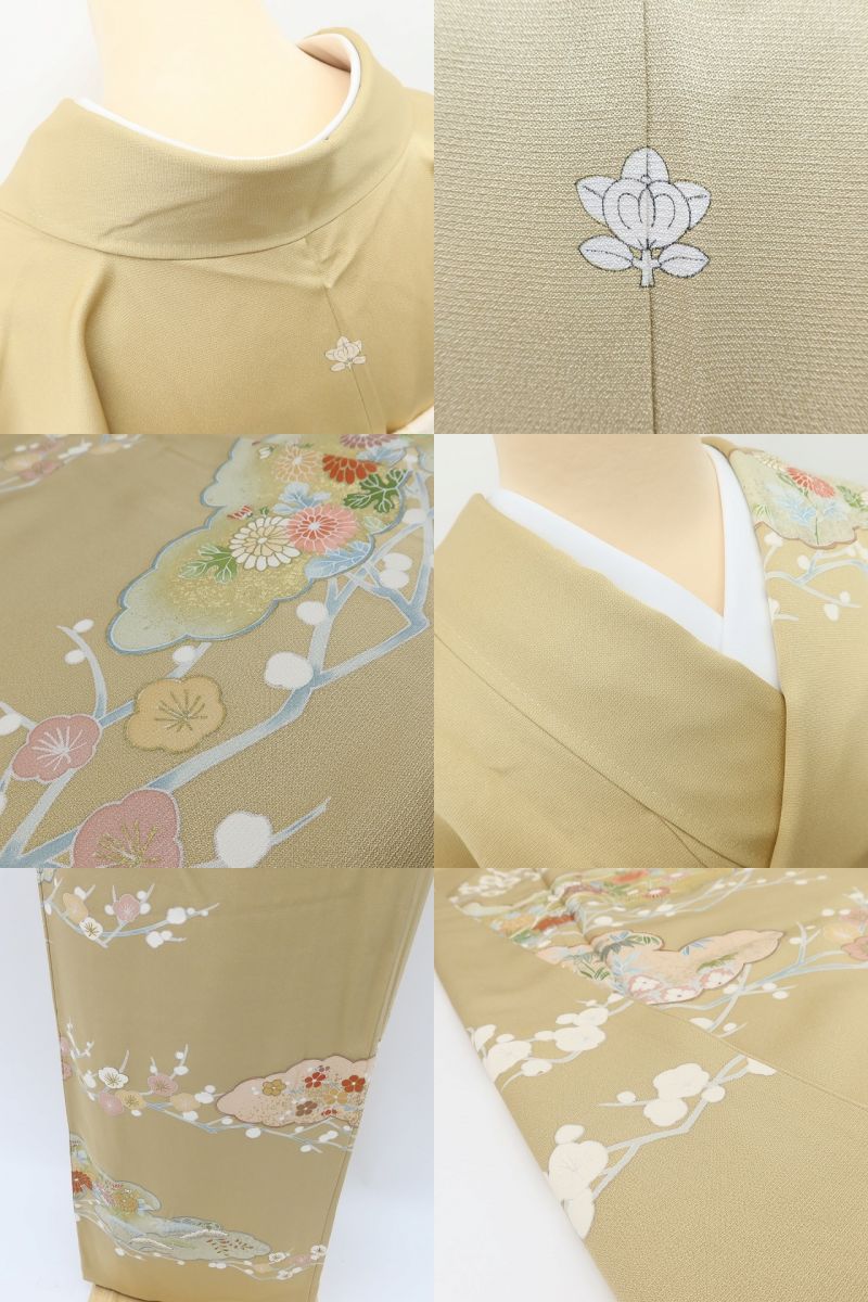 百華Y5652 美品 吉祥文様 一つ紋 金駒刺繍 着物 正絹 手縫い仕立て 訪問着