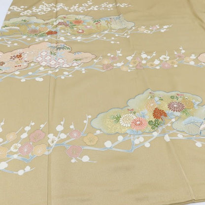 百華Y5652 美品 吉祥文様 一つ紋 金駒刺繍 着物 正絹 手縫い仕立て 訪問着