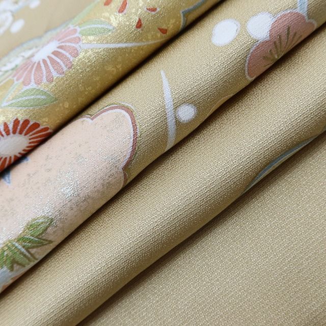 百華Y5652 美品 吉祥文様 一つ紋 金駒刺繍 着物 正絹 手縫い仕立て 訪問着