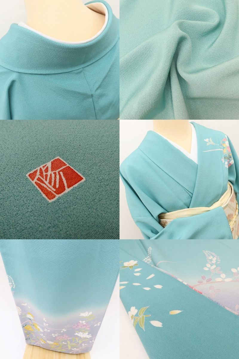 百華Y5653 友禅作家 岡部修治落款 トールサイズ 着物 正絹 手縫い仕立て 訪問着
