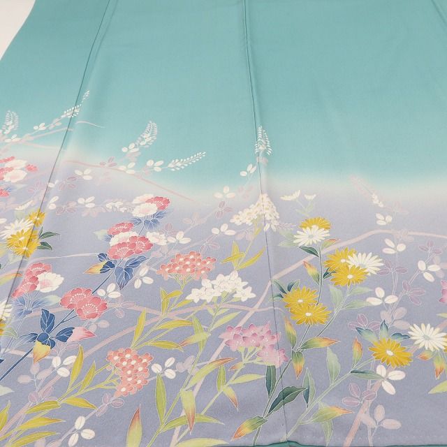 百華Y5653 友禅作家 岡部修治落款 トールサイズ 着物 正絹 手縫い仕立て 訪問着
