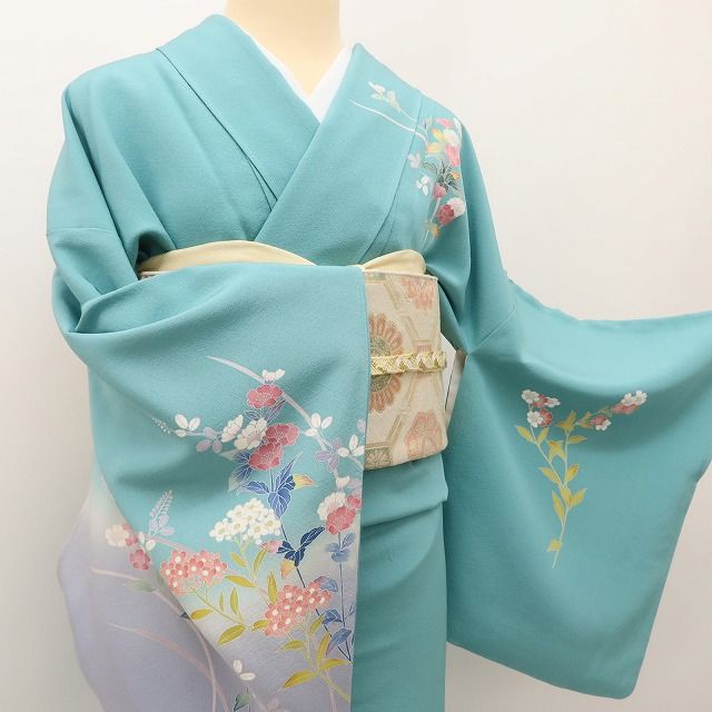 百華Y5653 友禅作家 岡部修治落款 トールサイズ 着物 正絹 手縫い仕立て 訪問着