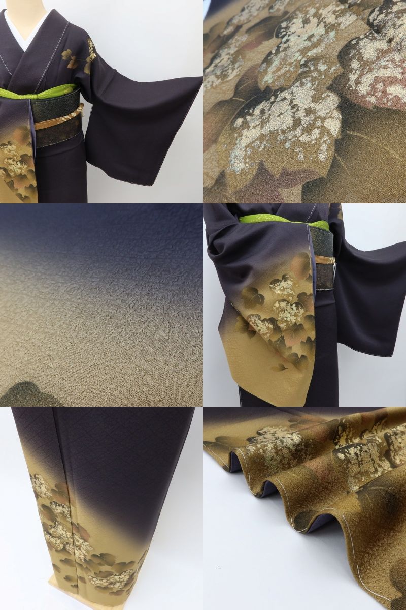 百華Y5654 新品 蔦 仕付け糸付 ワイドサイズ 着物 正絹 手縫い仕立て 訪問着