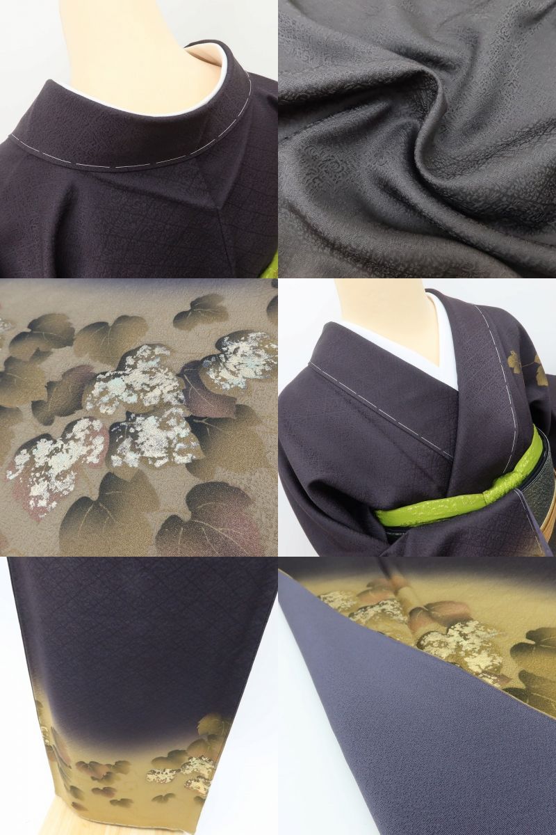百華Y5654 新品 蔦 仕付け糸付 ワイドサイズ 着物 正絹 手縫い仕立て 訪問着
