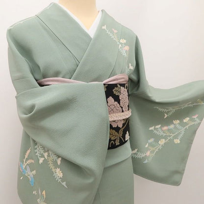 百華Y5656 新品 仕付け糸付 本加賀友禅 野崎徳勝 落款 着物 正絹 手縫い仕立て訪問着