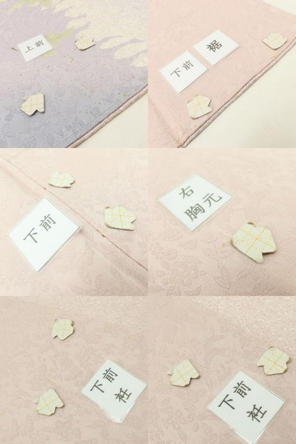 百華Y5657 仕付け糸付 打越徹王落款 牡丹 着物 正絹 手縫い仕立て 訪問着