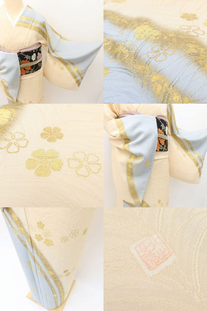 百華Y5659 皇室献上作家 北出与三郎落款 大王松 着物 正絹 手縫い仕立て 訪問着