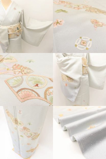 百華Y5663 新品 仕付け糸付 刺繍 着物 正絹 手縫い仕立て 訪問着