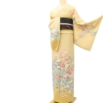 百華Y5664 美品 手描き友禅 作家物落款 トールサイズ 着物 正絹 手縫い仕立て 訪問着