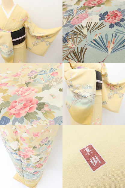 百華Y5664 美品 手描き友禅 作家物落款 トールサイズ 着物 正絹 手縫い仕立て 訪問着