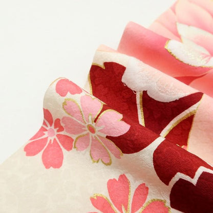百華Y5666 美品 トールサイズ 着物 正絹 桜 手縫い仕立て 成人式 振袖