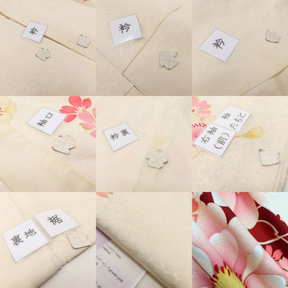 百華Y5666 美品 トールサイズ 着物 正絹 桜 手縫い仕立て 成人式 振袖